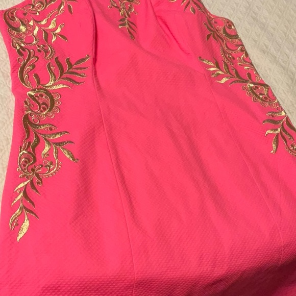 Lily Pulitzer Tina Embroidered Stretch Shift Dress in Coral Sunset size 10 - Picture 6 of 9